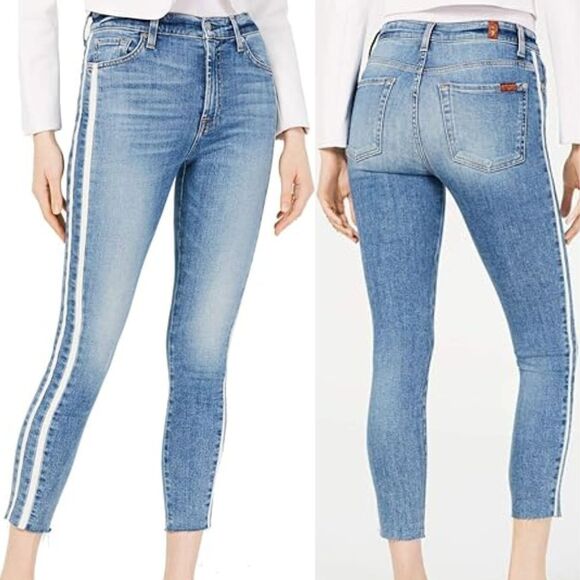 7 For All Mankind Mid Rise The Ankle Skinny Leg Jean in Sloan Vintage Size 27 - Picture 1 of 7